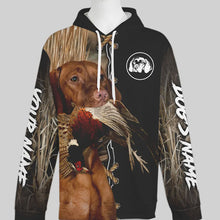 Load image into Gallery viewer, Vizsla Hunting Dog Custom Name Hoodie Shirt for Hunter FSD4690