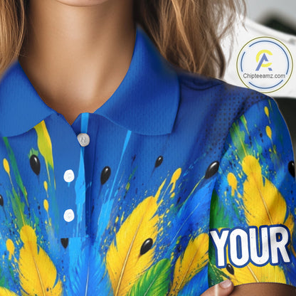 Funny Hawaiian Bird Golf Jersey, Personalized Tropical Parrot Womens Golf Polo Shirt NHT1190