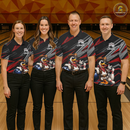 Personalized Team Jersey Men's Custom Cowboy Duck Bowling Polo & 1/4 Zip Shirt |Red NHT1204