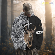 Load image into Gallery viewer, Deer Hunting Big Game Black Camo Gray Custom Name 3D All Over Print Shirts, Hunting Gifts NHT205