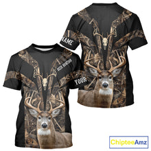 Load image into Gallery viewer, Brown Camo 3D Deer Hunting Hoodie For Men – Whitetail Buck Skull Design NHT335