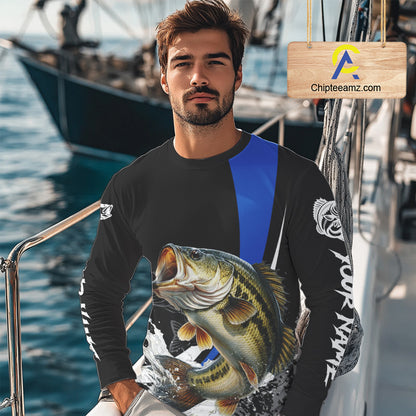 Personalized Bass Fishing Jersey, Bass Fishing Shirt Long Sleeve Fishing Apparel For Men NHT872