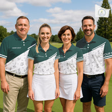 Load image into Gallery viewer, Green White Golf Pattern Womens Golf Tops Custom Ladies Golf Shirts, Green Golf Tops NHT884