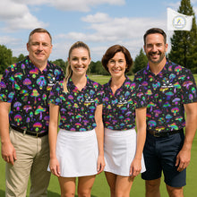 Load image into Gallery viewer, Funny Neon Mushroom Pattern Womens Golf Polo Shirt – Custom Name, Team Name For Golfer NHT889