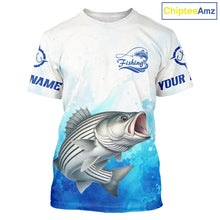 Load image into Gallery viewer, Striped Bass Fishing T-shirts Gift For Men Deep Sea Saltwater Angler Ocean Adventure 
