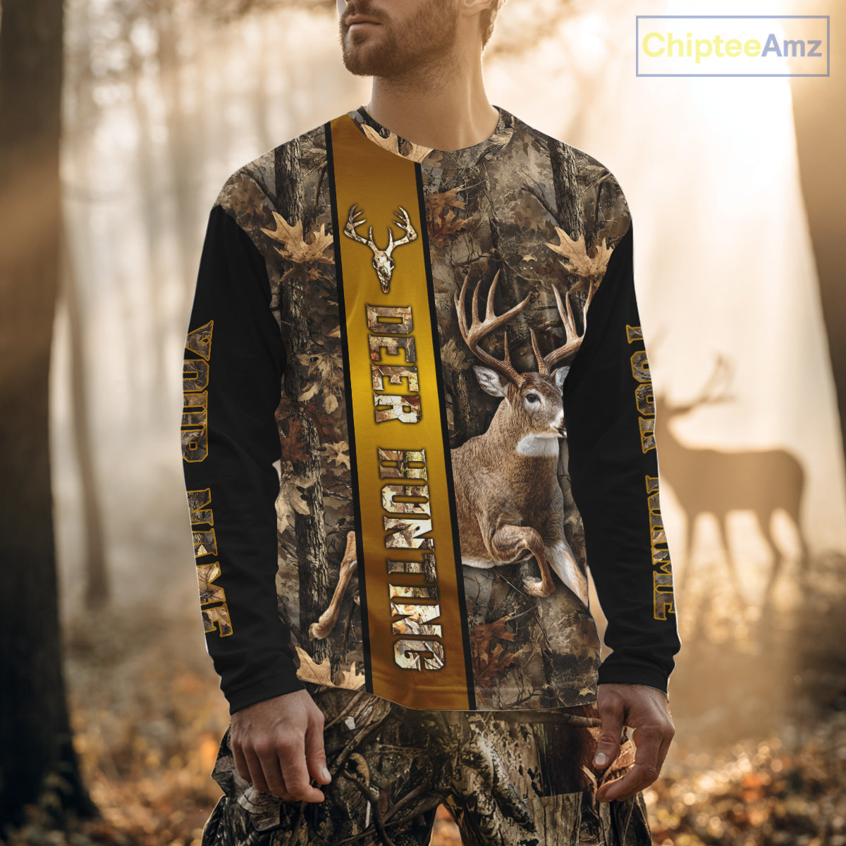 Forest Camo Deer Hunting Shirt, Deer Buck With Full All Over 3D For Deer Hunters NHT344