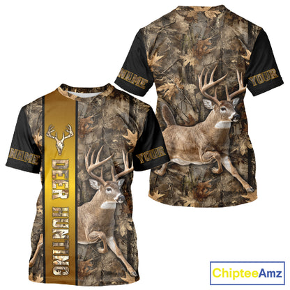 Forest Camo Deer Hunting Shirt, Deer Buck With Full All Over 3D For Deer Hunters NHT344
