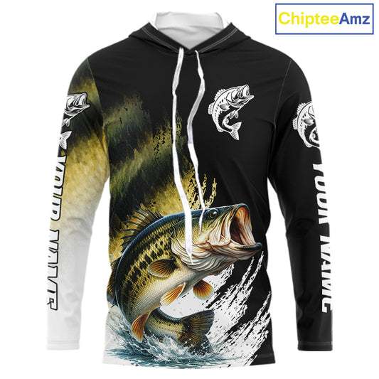 Largemouth Bass Fishing Shirts Hooded Long Sleeve For Men, Beautiful Bass Fishing Shirts  NHT529