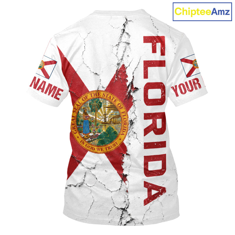 Florida Fishing T-shirts Patriotic Florida Flag  UV Protection Fishing Jersey 