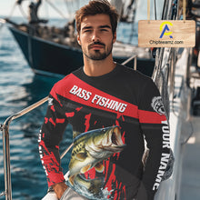 Load image into Gallery viewer, Custom Largemouth Bass Fishing Jerseys, Largemouth Bass Fishing Shirts Long Sleeve For Men|Red NHT725