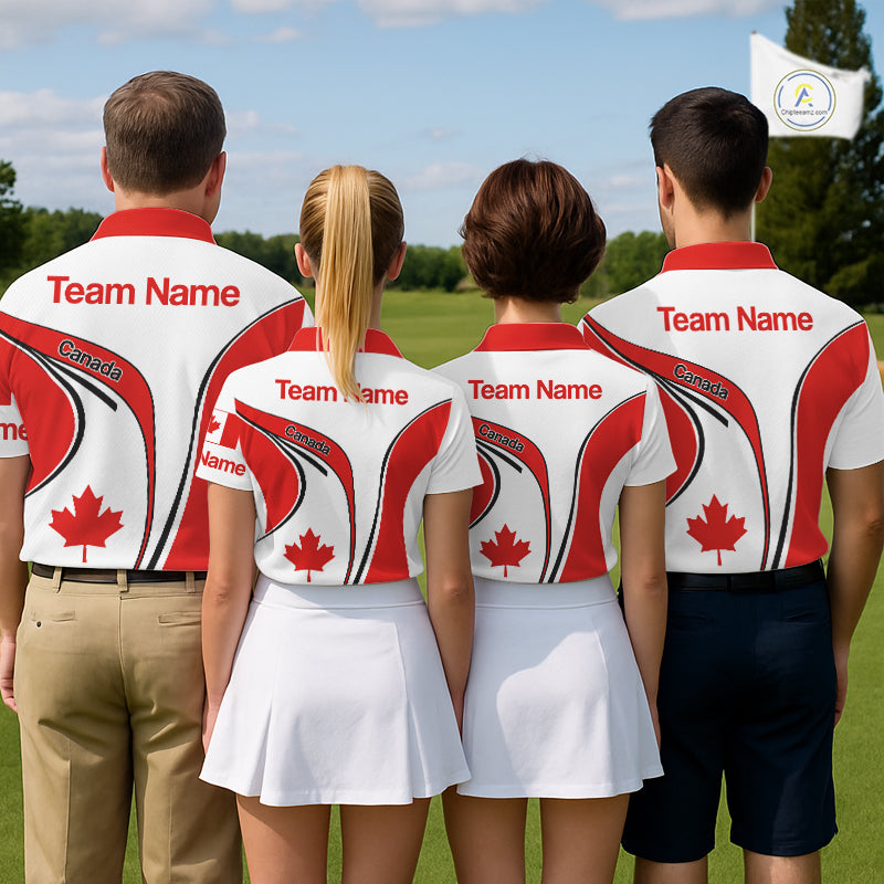 Personalized White And Red Canada Flag Mens Golf Polo Shirt, Patriotic Gifts For Golf Lover NHT735