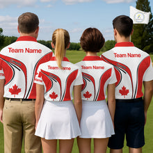 Load image into Gallery viewer, Personalized White And Red Canada Flag Womens Golf Polo Shirt, Patriotic Gifts For Golf Lover  NHT735