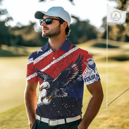 Mens Golf Polo Shirt Custom American Eagle Golf Shirts Personalized Golf Clubs Team Golf Top NHT902