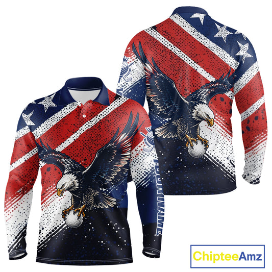 Mens Golf Polo Shirt Custom American Eagle Golf Shirts Personalized Golf Clubs Team Golf Top NHT902