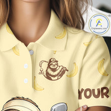 Load image into Gallery viewer, Funny Sloth Banana Womens Golf Polo Shirt Custom Golf Jerseys, Golf Apparel Gift For Golf Lovers NHT907