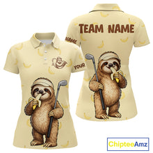 Load image into Gallery viewer, Funny Sloth Banana Womens Golf Polo Shirt Custom Golf Jerseys, Golf Apparel Gift For Golf Lovers NHT907