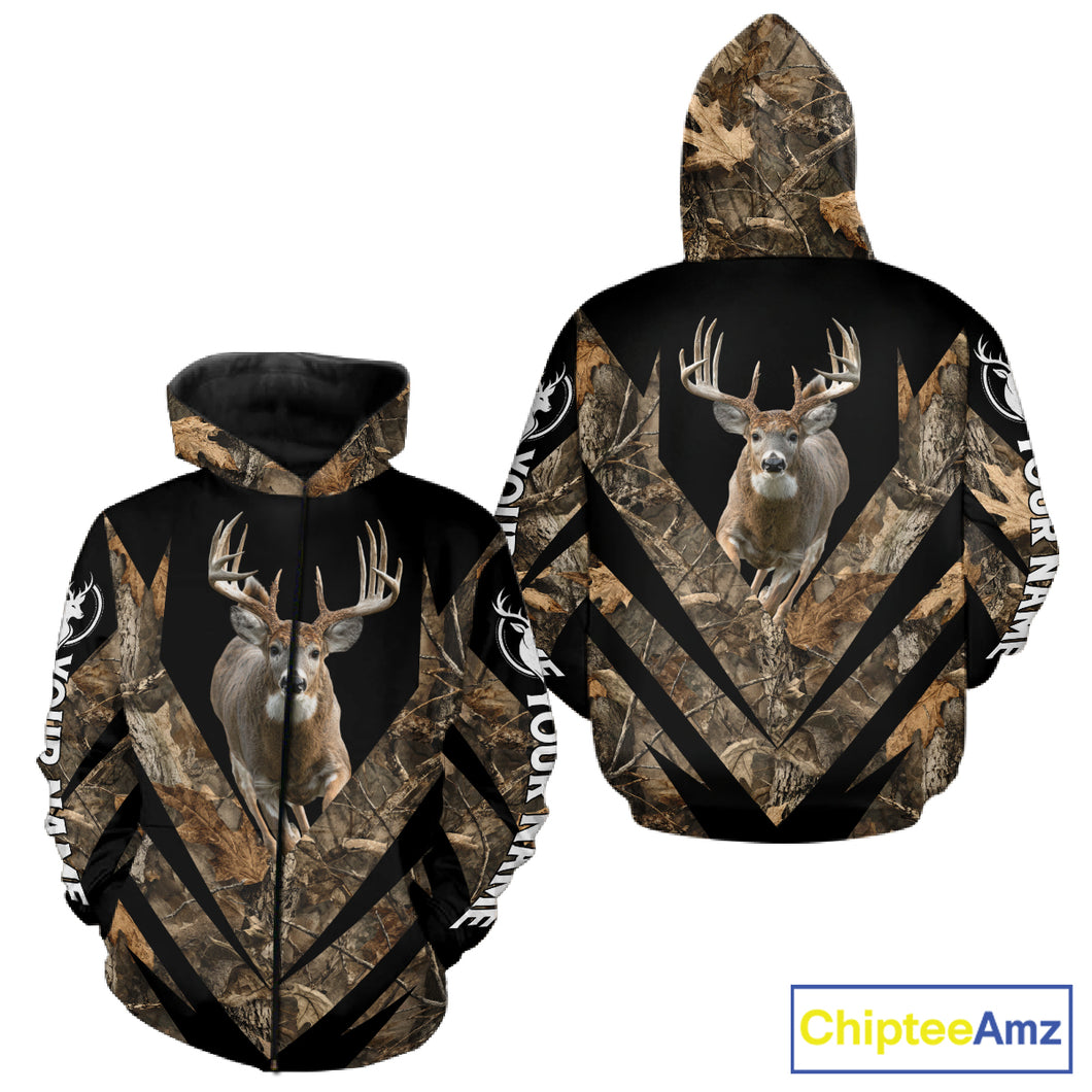 Customized Name Whitetail Deer Hunting Jump Shirt, Hunting Hoodie For Men NHT354