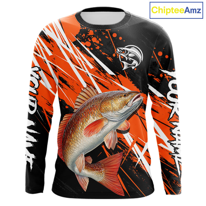 Personalized Redfish Fishing Tournament , Red Drum Saltwater Fishing Shirts Long Sleeve NHT467