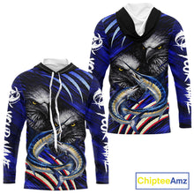 Load image into Gallery viewer, Marlin &amp; Eagle Design Fishing Shirt Long Sleeve Hooded, Marlin Fishing Shirt For Men NHT468