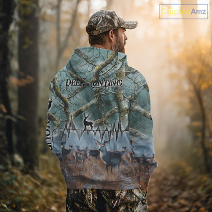 Deer Hunting Shirt 3D All-Over Print with Deer & Forest Camo For Deer Hunters – Custom Name  NHT26