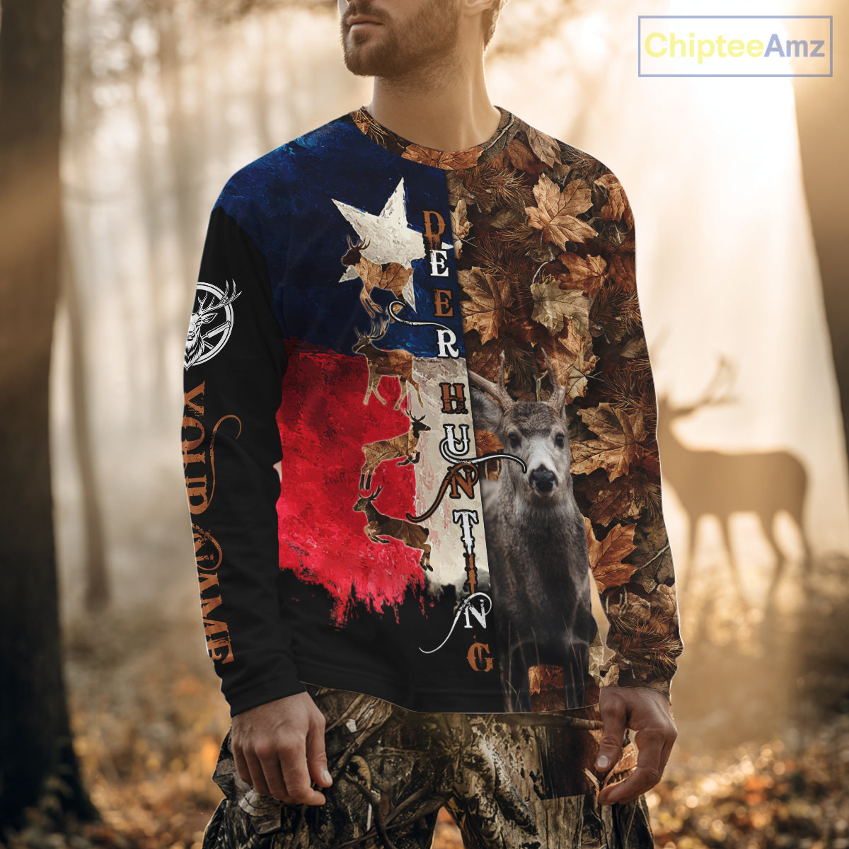 Personalized Deer Hunting Shirt with Texas Flag & Camo For Deer Hunters NHT28