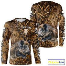 Load image into Gallery viewer, Personalized Wild Hog Hunting Camo Full Printing Shirts, Boar Hunting Gifts, Hunting Season NHT125