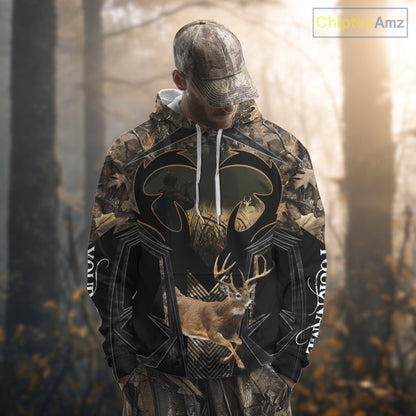 Deer Hunting Shirt 3D All-Over Print Deer with Camo Forest, Gift for Deer Hunters Men NHT360