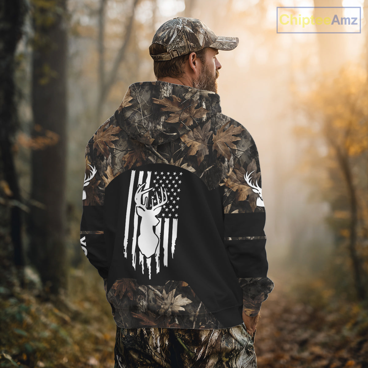 Deer Hunting With Full All Over 3D For Deer Hunters, Personalized US Flag Camouflage NHT362