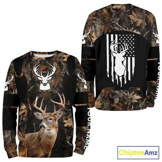 Deer Hunting With Full All Over 3D For Deer Hunters, Personalized US Flag Camouflage NHT362