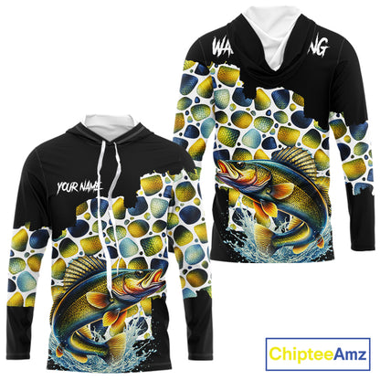 Personalized Walleye Fishing Shirt Long Sleeve, Fishing Shirts For Men NHT413