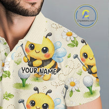 Load image into Gallery viewer, Funny Mens Golf Polo Shirt Custom Bee Pattern, Bee Golf Shirts For Team NHT541