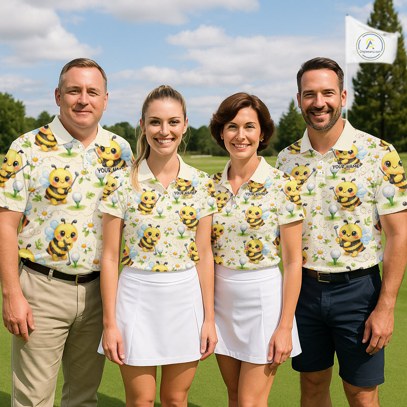 Funny Mens Golf Polo Shirt Custom Bee Pattern, Bee Golf Shirts For Team NHT541