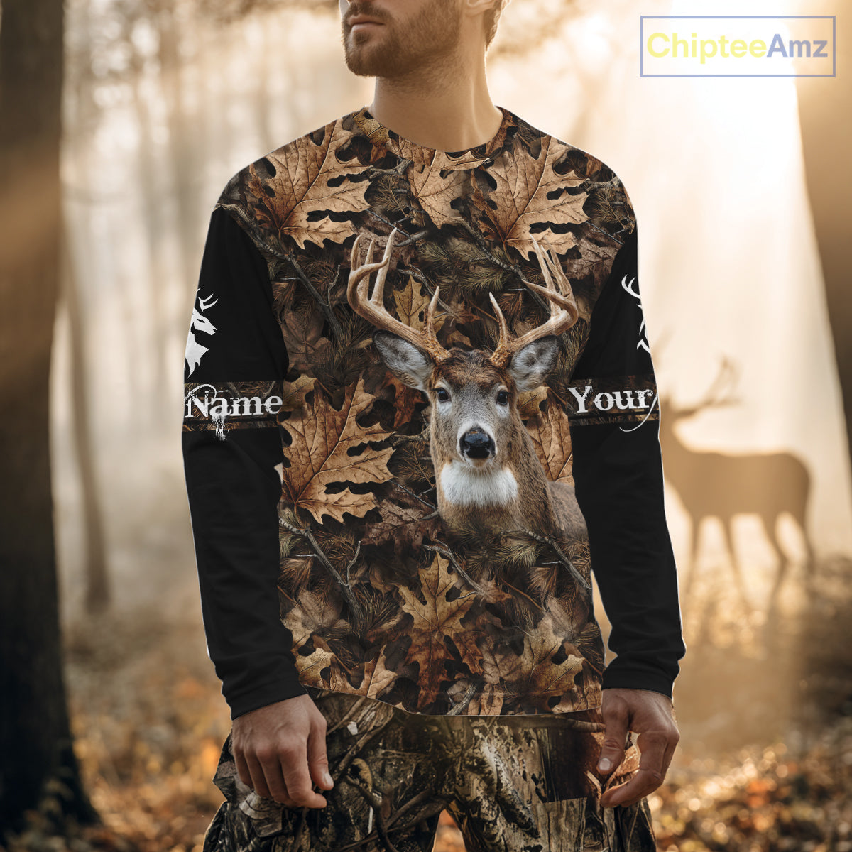 Deer Hunting Hunting Camo Brown Black Customize Name 3D All Over Printed Shirts NHT301