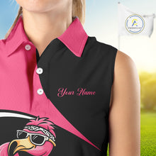 Load image into Gallery viewer, Funny Pink Flamingo Golf Sleeveless Polo Shirt For Womens, Custom Flamingo Golf Shirt For Team NHT543