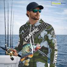 Load image into Gallery viewer, Crappie Hooded Fishing Shirt Long Sleeve Abstract Green Camo Performance Jersey For Men NHT924