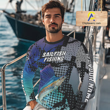 Load image into Gallery viewer, Sailfish Fishing Shirt Blue Camo Custom Name, Sailfish Fishing Team Jerseys NHT475