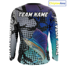 Load image into Gallery viewer, Sailfish Fishing Shirt Blue Camo Custom Name, Sailfish Fishing Team Jerseys NHT475