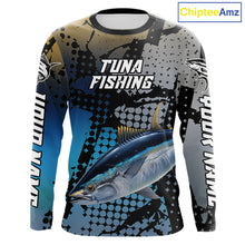 Load image into Gallery viewer, Tuna Fishing Shirt Blue Camo Custom Name, Tuna Fishing Team Jerseys NHT476