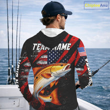 Load image into Gallery viewer, Patriotic Redfish Fishing Jersey, Fishing Shirts Hooded Long Sleeve Custom Name For Men NHT485