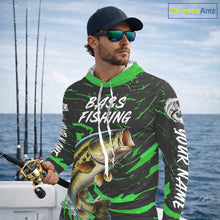 Load image into Gallery viewer, Custom Largemouth Bass Fishing Shirts Long Sleeve Hooded – Performance Tournament Jersey For Men| Green NHT772