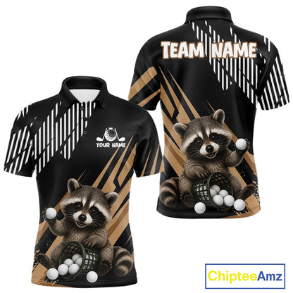 Personalized Raccoon Mens Golf Polo Shirt For Team, Brown Pattern Sport Golf Jersey NHT934