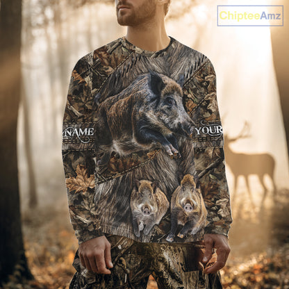 Beautiful Wild Hog Hunting Camouflage 3D All Over Print Shirts Personalized Hunting Gifts NHT147
