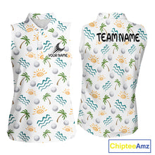 Load image into Gallery viewer, Personalized Tropical Palm Trees Sleeveless Womens Golf Polo Shirts Summers Team Golf Clothes NHT778