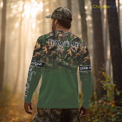 Personalized Green Deer Hunting Camo Full Printing Shirts, Best Hunting Gifts NHT46
