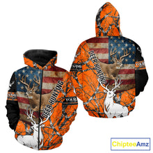 Load image into Gallery viewer, Deer Hunting Shirt Personalized 3D All Over Print Orange Camo With US Flag Hunting Clothes NHT156