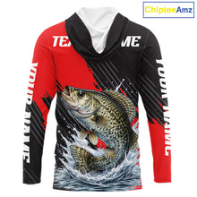 Load image into Gallery viewer, Crappie Fishing Long Sleeve Hooded Tournament Shirts, Personalized Crappie Fishing Jerseys NHT586