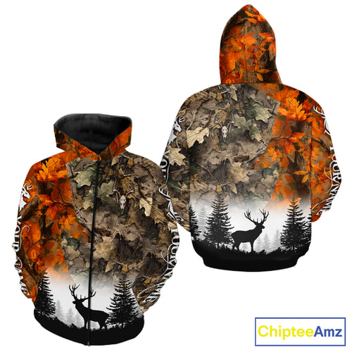 Deer Hunting Orange Camo Forest Custom Name 3D All Over Print Shirts Personalized NHT320