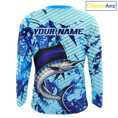 Custom Sailfish Saltwater Fishing Jerseys, Sailfish Fishing Shirts Long Sleeve For Men NHT617