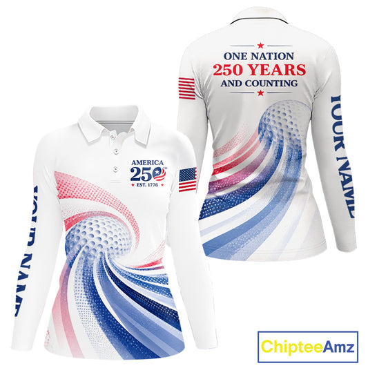 Women's Custom America 250Th Anniversary Golf Polo - Patriotic USA Flag Personalized Performance Jersey