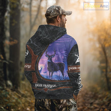 Load image into Gallery viewer, Custom 3D Whitetail Deer Hunting Shirt With Night Forest Scene, Camo Pattern And Skull Design NHT76